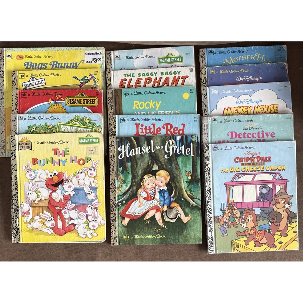15 Little Golden Books Lot Vintage Disney Sesame Street Hardcover Childrens Book